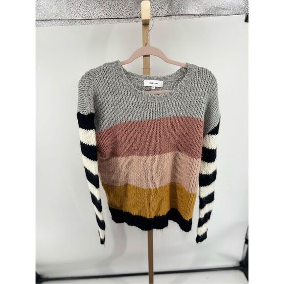John + Jenn Womens Size Small Multi Color Striped Knit Crew Neck Sweater - Picture 5 of 9